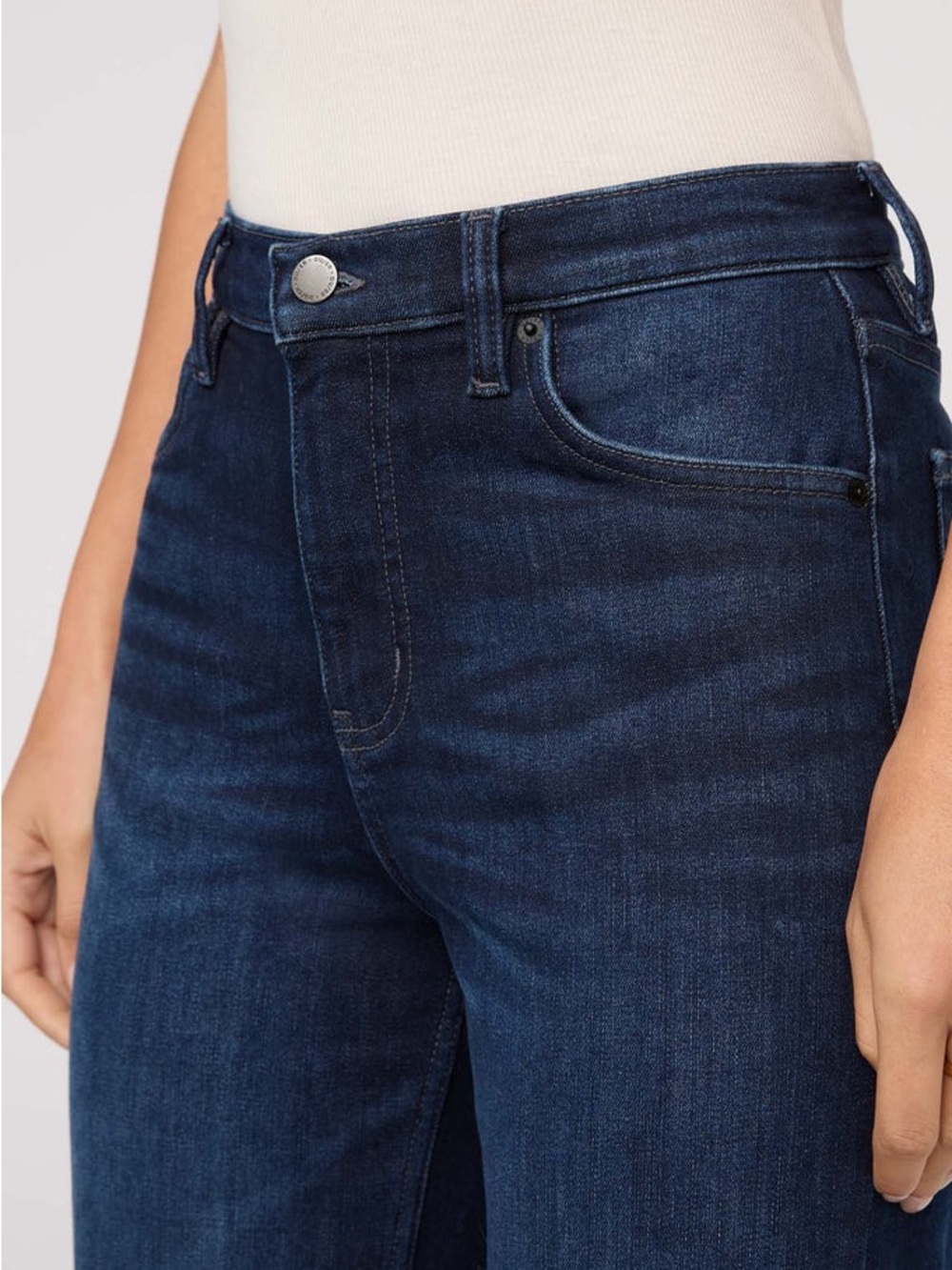High-Rise Straight Leg Jeans in Deep Indigo w/ tech fleece lining - Picture 6 of 13